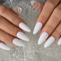 Professional Almond shaped Nail Tips Stiletto Matte Fake Nails White Short Press On Nails With Free Adhesive Tabs