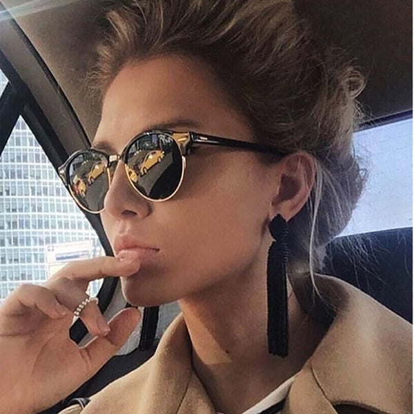 Classic Semi Rimless Sunglasses Men Women Driving Sport Metal Frame Sun Glasses