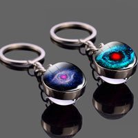 Nebula Key Chains Cat's Eye Nebula Double Side Keychain Glass Ball Keyring Outer Space Pendant Trinket