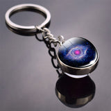 Nebula Key Chains Cat's Eye Nebula Double Side Keychain Glass Ball Keyring Outer Space Pendant Trinket