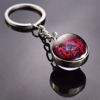 Nebula Key Chains Cat's Eye Nebula Double Side Keychain Glass Ball Keyring Outer Space Pendant Trinket