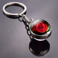 Nebula Key Chains Cat's Eye Nebula Double Side Keychain Glass Ball Keyring Outer Space Pendant Trinket