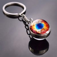 Nebula Key Chains Cat's Eye Nebula Double Side Keychain Glass Ball Keyring Outer Space Pendant Trinket