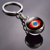 Nebula Key Chains Cat's Eye Nebula Double Side Keychain Glass Ball Keyring Outer Space Pendant Trinket