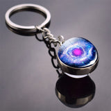 Nebula Key Chains Cat's Eye Nebula Double Side Keychain Glass Ball Keyring Outer Space Pendant Trinket