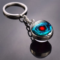 Nebula Key Chains Cat's Eye Nebula Double Side Keychain Glass Ball Keyring Outer Space Pendant Trinket