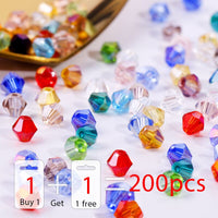 4mm Shiny Crystal Beads Bicone Beads Glass Beads Loose Spacer Beads for bracelet DIY Jewelry Making 200pcs