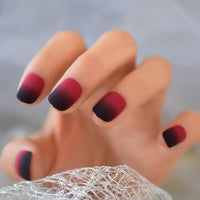 Gradient French Ombre Fake Nail Tips Frosted Matte Nails Wearable Press On False Fingernail Short Set