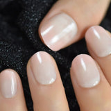 Gradient French Ombre Fake Nail Tips Frosted Matte Nails Wearable Press On False Fingernail Short Set