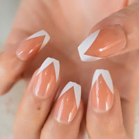 Gradient French Ombre Fake Nail Tips Frosted Matte Nails Wearable Press On False Fingernail Short Set