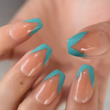 Gradient French Ombre Fake Nail Tips Frosted Matte Nails Wearable Press On False Fingernail Short Set