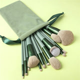 12Pcs Wood Handle Makeup Brushes Professional Foundation Powder Eyeshadow Make Up Brush Set Flannel Bag Brochas De Maquillaje