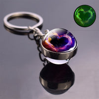 Luminous Heart Glow in the Dark Keychain Trendy Glass Ball Pendant Krychains Keyrings Women Bag Chaon Men Car Key Ring