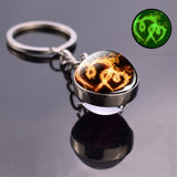 Luminous Heart Glow in the Dark Keychain Trendy Glass Ball Pendant Krychains Keyrings Women Bag Chaon Men Car Key Ring