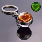 Luminous Heart Glow in the Dark Keychain Trendy Glass Ball Pendant Krychains Keyrings Women Bag Chaon Men Car Key Ring