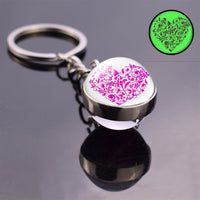 Luminous Heart Glow in the Dark Keychain Trendy Glass Ball Pendant Krychains Keyrings Women Bag Chaon Men Car Key Ring