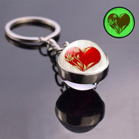 Luminous Heart Glow in the Dark Keychain Trendy Glass Ball Pendant Krychains Keyrings Women Bag Chaon Men Car Key Ring