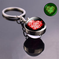 Luminous Heart Glow in the Dark Keychain Trendy Glass Ball Pendant Krychains Keyrings Women Bag Chaon Men Car Key Ring