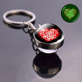 Luminous Heart Glow in the Dark Keychain Trendy Glass Ball Pendant Krychains Keyrings Women Bag Chaon Men Car Key Ring