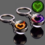 Luminous Heart Glow in the Dark Keychain Trendy Glass Ball Pendant Krychains Keyrings Women Bag Chaon Men Car Key Ring