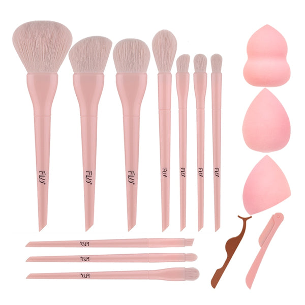 Candy Makeup Brushes Set Foundation Powder Blush Eyeshadow Brush Cosmetics Puff Eyelash Tweezers Eyebrow Razor Bag Kit Tools