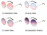 Vintage Round Sunglasses Women Men Rimless Glasses Retro Pink Sun Glasses Women UV400 Shades Oculos