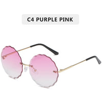 Vintage Round Sunglasses Women Men Rimless Glasses Retro Pink Sun Glasses Women UV400 Shades Oculos