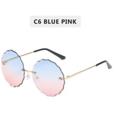 Vintage Round Sunglasses Women Men Rimless Glasses Retro Pink Sun Glasses Women UV400 Shades Oculos