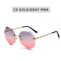 Vintage Round Sunglasses Women Men Rimless Glasses Retro Pink Sun Glasses Women UV400 Shades Oculos