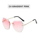 Vintage Round Sunglasses Women Men Rimless Glasses Retro Pink Sun Glasses Women UV400 Shades Oculos