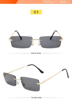 Square Sunglasses Small Women Rimless Sun Glasses Shades Metal Sunglass UV400 Eyewear