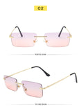 Square Sunglasses Small Women Rimless Sun Glasses Shades Metal Sunglass UV400 Eyewear