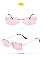 Square Sunglasses Small Women Rimless Sun Glasses Shades Metal Sunglass UV400 Eyewear