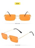 Square Sunglasses Small Women Rimless Sun Glasses Shades Metal Sunglass UV400 Eyewear