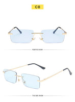 Square Sunglasses Small Women Rimless Sun Glasses Shades Metal Sunglass UV400 Eyewear