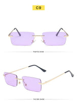 Square Sunglasses Small Women Rimless Sun Glasses Shades Metal Sunglass UV400 Eyewear