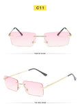 Square Sunglasses Small Women Rimless Sun Glasses Shades Metal Sunglass UV400 Eyewear