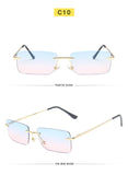 Square Sunglasses Small Women Rimless Sun Glasses Shades Metal Sunglass UV400 Eyewear