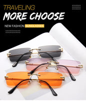 Square Sunglasses Small Women Rimless Sun Glasses Shades Metal Sunglass UV400 Eyewear