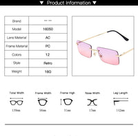 Square Sunglasses Small Women Rimless Sun Glasses Shades Metal Sunglass UV400 Eyewear