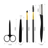 Black Makeup Eyebrow Trimmer Razor Kit Scissors Comb Tweezers Eyelash Brush Cosmetic Beauty Accessories Tools Maquillage