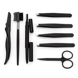 Black Eyebrow Trimmer Razor Kit Scissors Comb Tweezers Eyelash Brush Makeup Cosmetic Beauty Accessories Tools Box To Choose