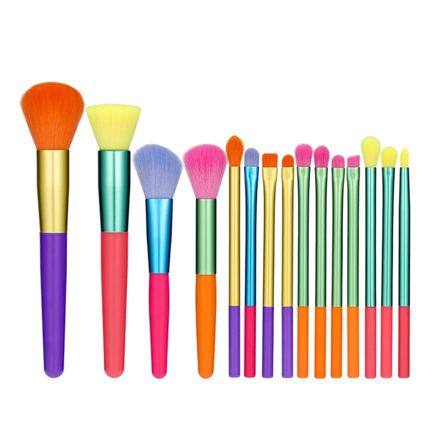 15pcs Colourful Makeup Brushes Professional Powder Foundation Eyeshadow Synthetic Hair Make Up Brush Set Cosmetic Tools