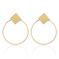 Golden Big hoop Earrings Korean Geometry Metal Gold Earrings For women Female Retro Drop Earrings 2021 Trend Fashion Jewelry