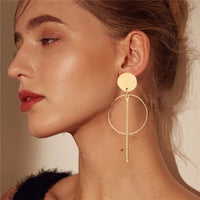 Golden Big hoop Earrings Korean Geometry Metal Gold Earrings For women Female Retro Drop Earrings 2021 Trend Fashion Jewelry