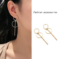 Golden Big hoop Earrings Korean Geometry Metal Gold Earrings For women Female Retro Drop Earrings 2021 Trend Fashion Jewelry