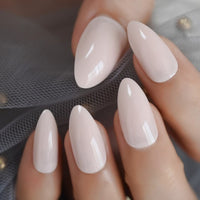 Detachable False Press On Nail Gradient Color Oval French Fake Nails Tipsy White Pink Nail Art With Designs