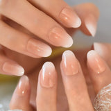 Detachable False Press On Nail Gradient Color Oval French Fake Nails Tipsy White Pink Nail Art With Designs