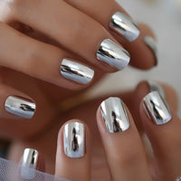 New 24pcs False Nails Punk Metallic Mirror Chrome Unghie Finte for Nail Art Design Tips Beauty Supplier