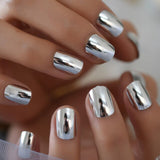 New 24pcs False Nails Punk Metallic Mirror Chrome Unghie Finte for Nail Art Design Tips Beauty Supplier